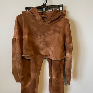 Brown Tie-Dye Hoodie and Joggers Set